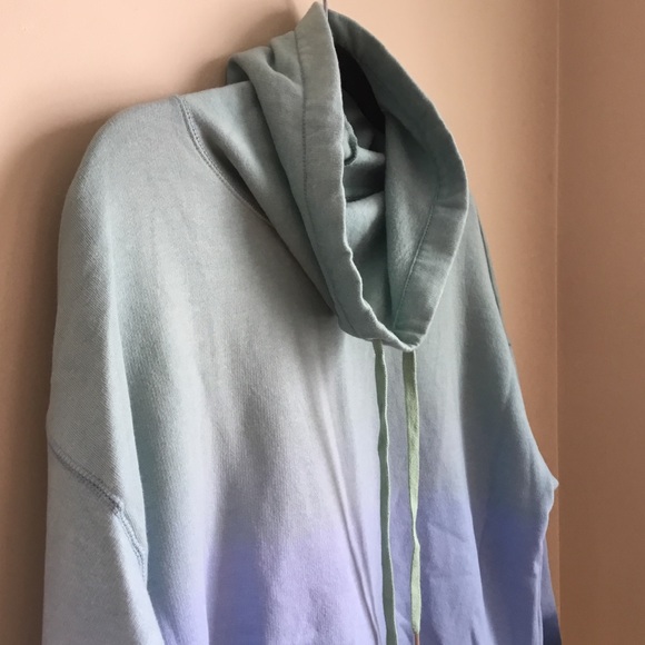 Chaps Spring Denim Blue Cowl Neck Ombré Sweatshirt - Picture 4 of 7